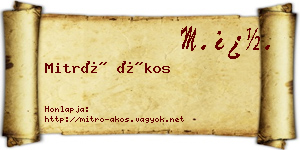 Mitró Ákos névjegykártya